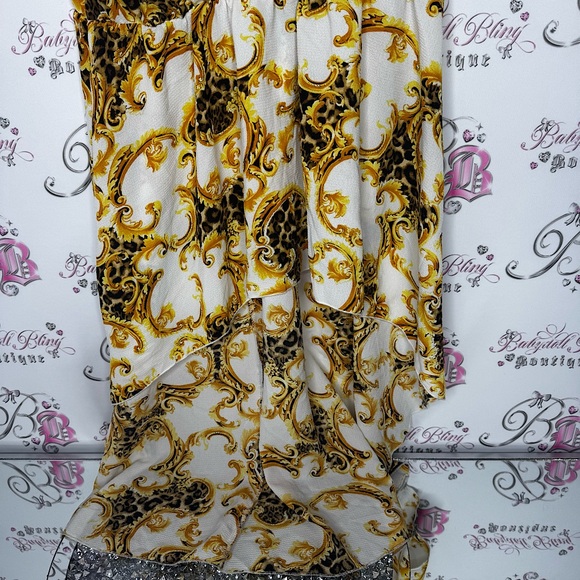Caren sport shirt high low cheetah print ornate pattern luxe gold animal print - Picture 2 of 10